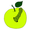 Dibujo Manzana con gusano pintado por Nayira