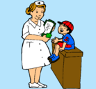 Dibujo Enfermera y niño pintado por iulmi