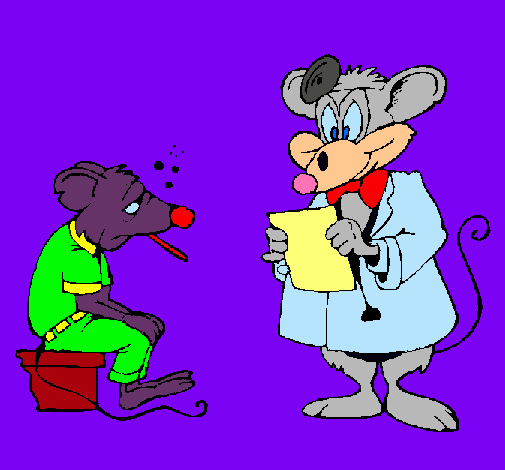 Doctor y paciente ratón