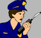 Dibujo Policía con el walkie pintado por policiamujer