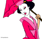 Dibujo Geisha con paraguas pintado por viviana