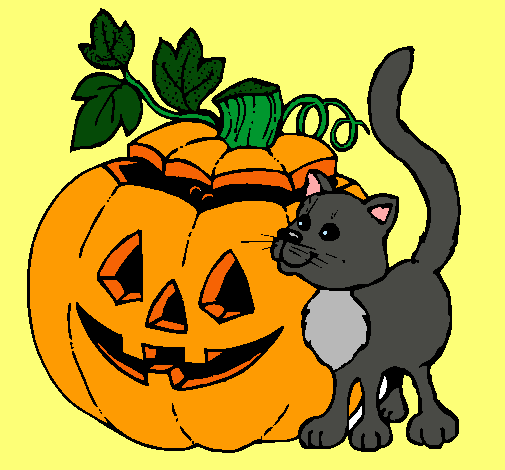 Calabaza y gato