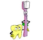 Dibujo Muela y cepillo de dientes pintado por fresita