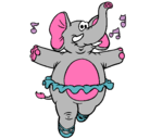 Dibujo Elefante con tutú pintado por rosa