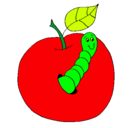 Dibujo Manzana con gusano pintado por arturogarcia
