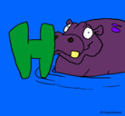 Dibujo Hipopótamo pintado por ferlala