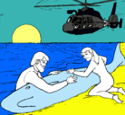 Dibujo Rescate ballena pintado por sol