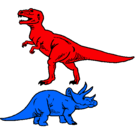 Dibujo Triceratops y tiranosaurios rex pintado por kane