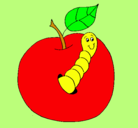 Dibujo Manzana con gusano pintado por quelindooo