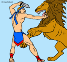 Dibujo Gladiador contra león pintado por NATALIA