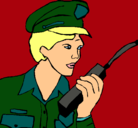 Dibujo Policía con el walkie pintado por monica