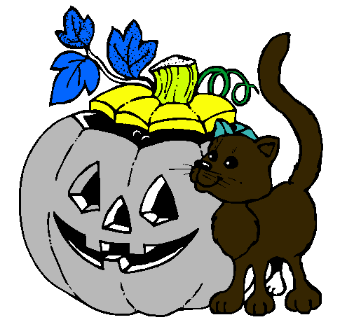 Calabaza y gato