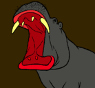 Dibujo Hipopótamo con la boca abierta pintado por asd