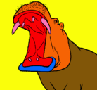Dibujo Hipopótamo con la boca abierta pintado por antonio