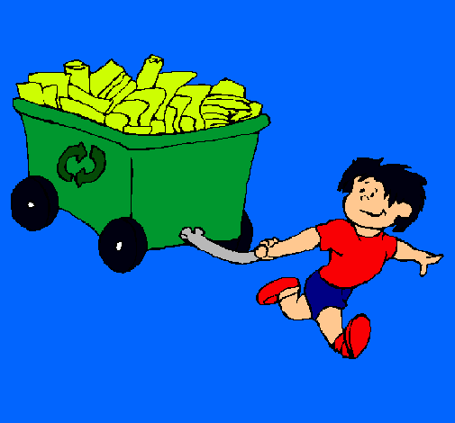 Niño reciclando