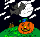 Dibujo Paisaje de Halloween pintado por santaclos