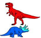 Dibujo Triceratops y tiranosaurios rex pintado por EdgarEfrain