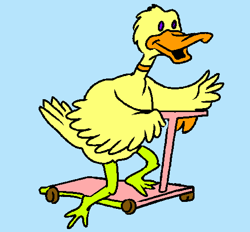 Pato en patinete