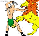 Dibujo Gladiador contra león pintado por joelisaac