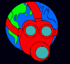 Dibujo Tierra con máscara de gas pintado por ernesto