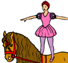 Dibujo Trapecista encima de caballo pintado por valentinagomezcarreo