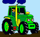 Dibujo Tractor en funcionamiento pintado por tractor
