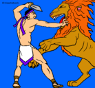 Dibujo Gladiador contra león pintado por dario