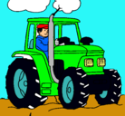 Dibujo Tractor en funcionamiento pintado por eloy