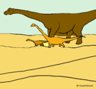 Dibujo Familia de Braquiosaurios pintado por RG