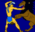 Dibujo Gladiador contra león pintado por cofrade100xiclanera100