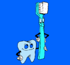 Dibujo Muela y cepillo de dientes pintado por POOL