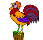 Dibujo Gallo cantando pintado por tricolor