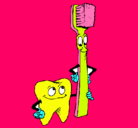 Dibujo Muela y cepillo de dientes pintado por teresa.com