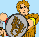 Dibujo Caballero con escudo de león pintado por javier
