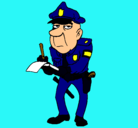Dibujo Policía haciendo multas pintado por christian