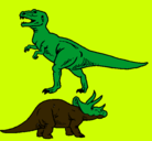 Dibujo Triceratops y tiranosaurios rex pintado por erick