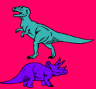 Dibujo Triceratops y tiranosaurios rex pintado por Rebeca
