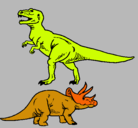 Dibujo Triceratops y tiranosaurios rex pintado por LucasPaolo
