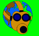 Dibujo Tierra con máscara de gas pintado por peluchin