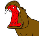 Dibujo Hipopótamo con la boca abierta pintado por Carlos