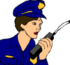 Dibujo Policía con el walkie pintado por policiamujer1