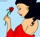 Dibujo Princesa con una rosa pintado por GITANA