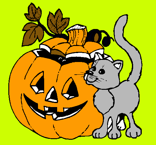 Calabaza y gato