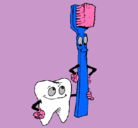 Dibujo Muela y cepillo de dientes pintado por Luisa