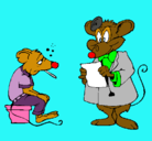 Dibujo Doctor y paciente ratón pintado por ana