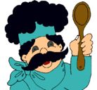 Dibujo Chef con bigote pintado por lilian