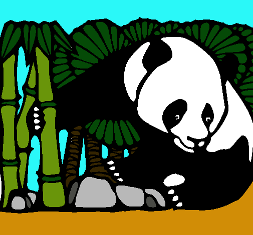 Oso panda y bambú