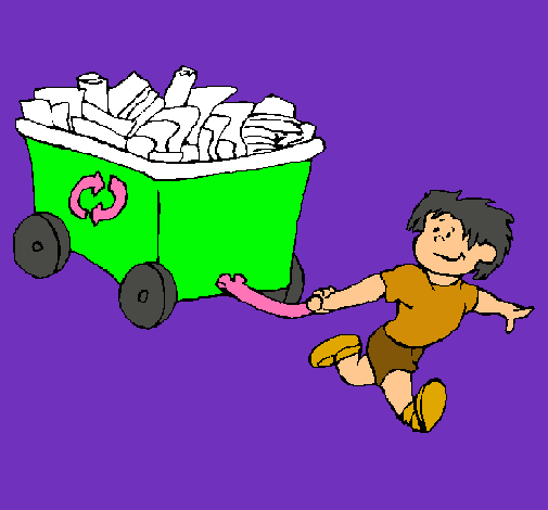 Niño reciclando