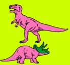 Dibujo Triceratops y tiranosaurios rex pintado por joseandres