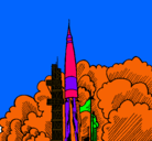 Dibujo Lanzamiento cohete pintado por krn